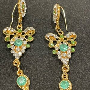 Elegant Gold and Green Dangle Earrings